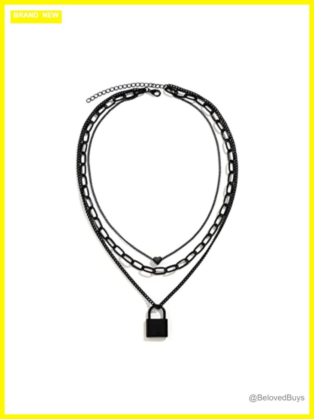 Layered Necklace Set Stacked Chain Heart Lock Pendant Multilayer Choker